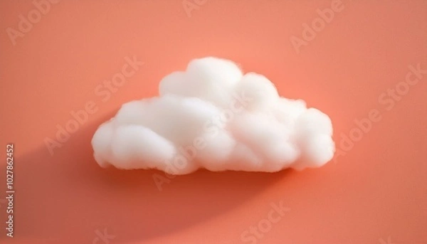 Fototapeta white cloud against pastel coral color background weather minimal concept