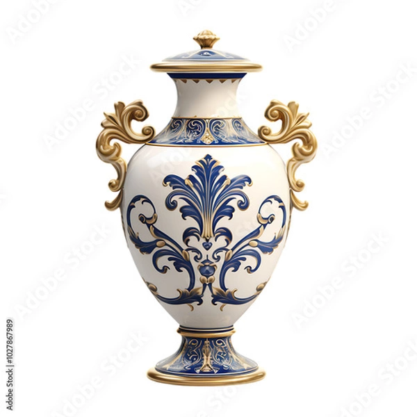 Fototapeta Elegant Marble Vase in a Luxurious Design: Perfect for Sophisticated Home Decor – PNG Cutout with a Crisp, Transparent Background for Seamless Integration