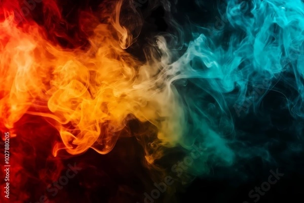 Fototapeta Ethereal wisps of crimson,dramatic, mysterious scene with a hint of warmth, copy space for text, elegant and harmonious wallpaper, fabric design.	