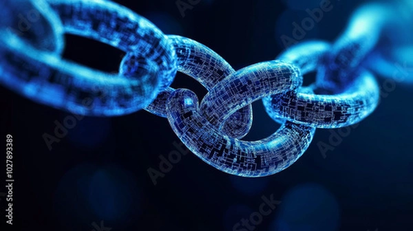 Fototapeta Blockchain technology is the foundation for cryptocurrencies and other financial technologies. It's a secure network that uses complex programming.