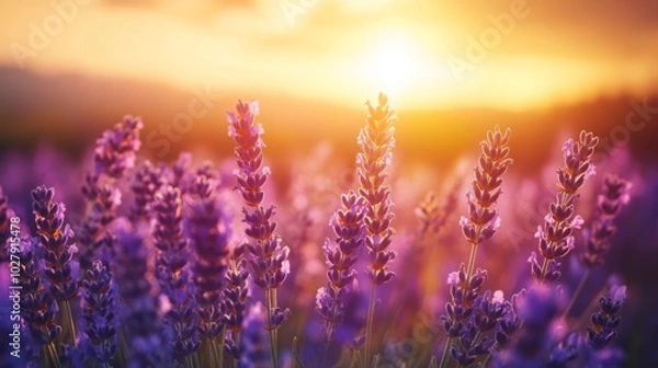 Fototapeta Lavender Field at Sunset