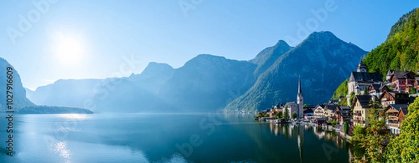 Fototapeta Widok na jezioro Hallstat, Austria, Alpy, Górna Austria