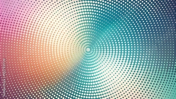 Fototapeta Abstract gradient swirl halftone dot pattern background in muted tones for design projects
