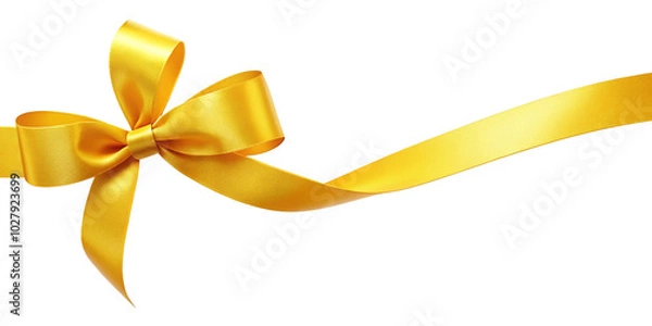 Fototapeta Yellow bow ribbon isolated. 