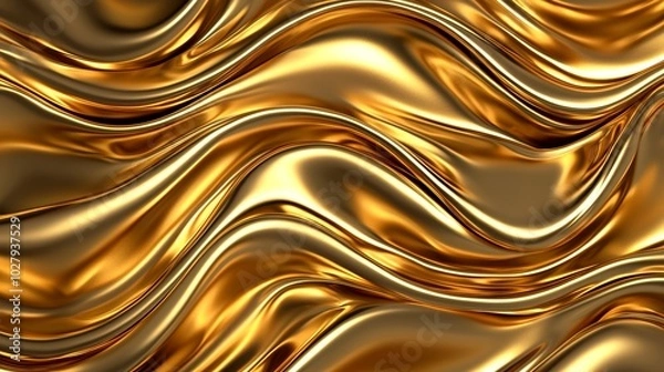 Obraz Shimmering Metallic Gold Waves Texture Background