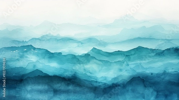 Fototapeta Soft pastel watercolor background, gentle blend of pink, blue, and yellow, ideal for spring-themed designs