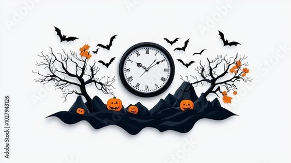 Obraz Ominous Ticking Clock with Halloween Elements