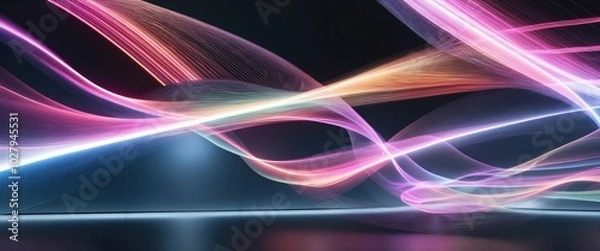 Fototapeta Abstract colorful light waves create a vibrant atmosphere, suitable for backgrounds in digital media, events, or artistic projects.