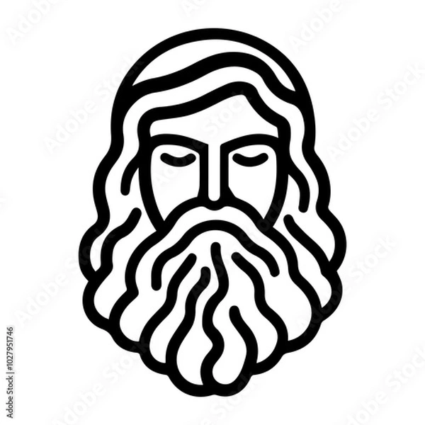 Fototapeta god icon or modern line symbol. Vector line art and icon design with bold outline. Black and white Pixel Perfect minimalistic symbol isolated white background. Silhouette simple thin sign