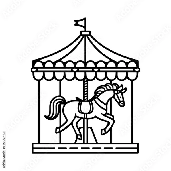 Fototapeta carousel icon or modern line symbol. Vector line art and icon design with bold outline. Black and white Pixel Perfect minimalistic symbol isolated white background. Silhouette simple thin sign