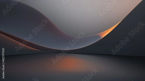 Fototapeta Abstract minimalist background with wavy shapes in orange and gray tones creating an elegant and modern design