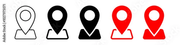 Obraz Location icon set, Map pin place marker. location pointer icon symbol in flat style. Location pin icon, Navigation sign