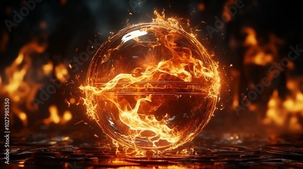 Fototapeta Burning Ball VFX Element for Compositing Transparent Background