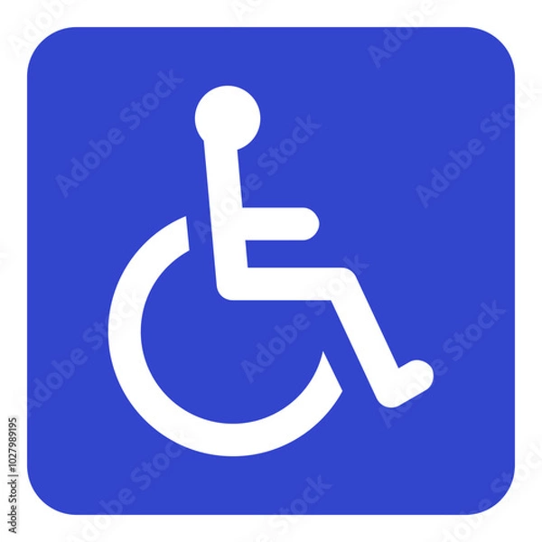 Fototapeta Disabled sign icon with person in a wheelchair on blue background vector