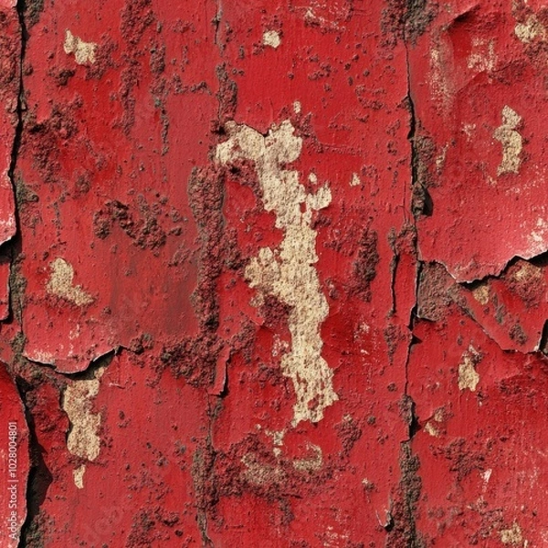Fototapeta seamless metal texture with deep scratches and peeling red paint
