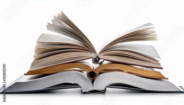 Fototapeta open paper books in the air isolated on a white background