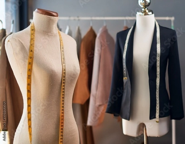 Fototapeta tailor shop mannequin with measuring tape