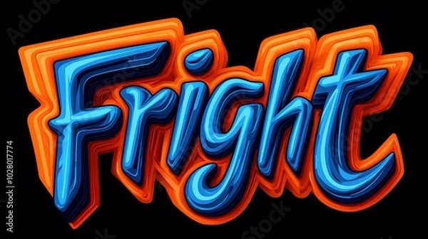 Fototapeta Colorful stylized text reading 'Fright', perfect for Halloween-themed designs and illustrations.