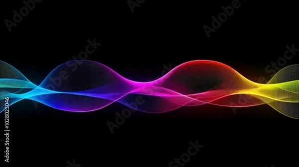 Obraz Abstract colorful waves are flowing on black background creating smooth and elegant texture