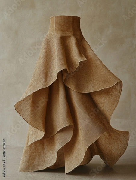Fototapeta Skirt or dress with an uneven hem on a neutral beige background for a modern minimalist look