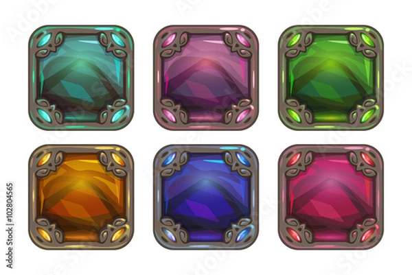 Obraz Cartoon app icon backgrounds set