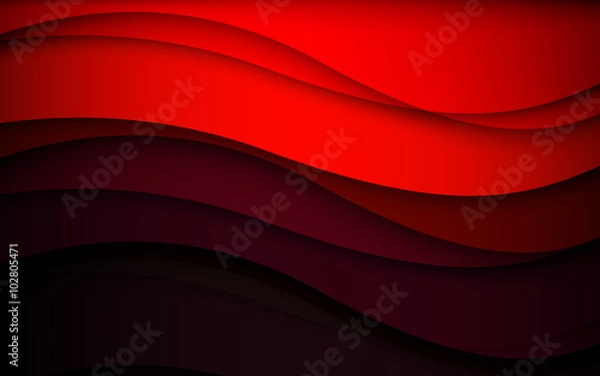 Fototapeta Abstract red waves - data stream concept. Vector illustration