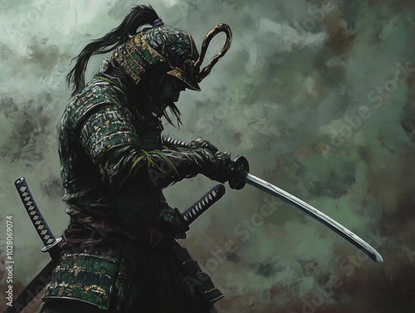 Obraz 刀を持った侍