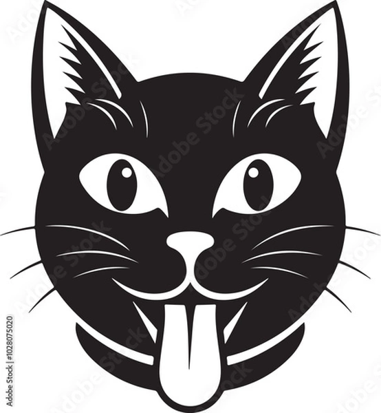 Obraz  Cats Icon Vector Black and White Color. Black Cat Sitting On White Background Vector Illustration