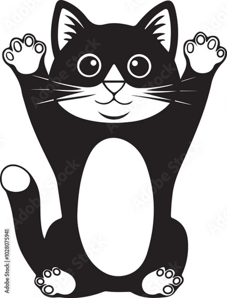 Obraz  Cats Icon Vector Black and White Color. Black Cat Sitting On White Background Vector Illustration