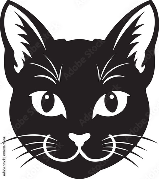 Obraz  Cats Icon Vector Black and White Color. Black Cat Sitting On White Background Vector Illustration