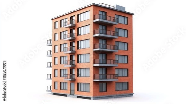 Fototapeta a tiny urban apartment complex with glass windows