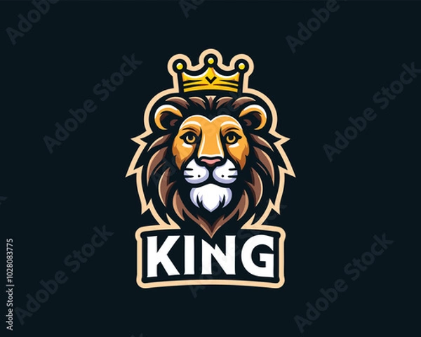 Fototapeta King Lion Head Logo Icon Vector illustration