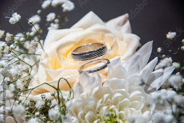 Obraz Wedding bouquet with a rings