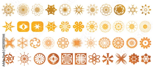 Fototapeta Seamless geometric mandala icon bundle. Mandala icon collection