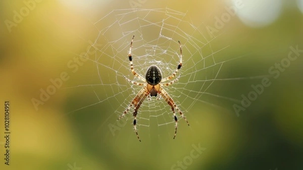 Fototapeta Spider in web in outdoors.