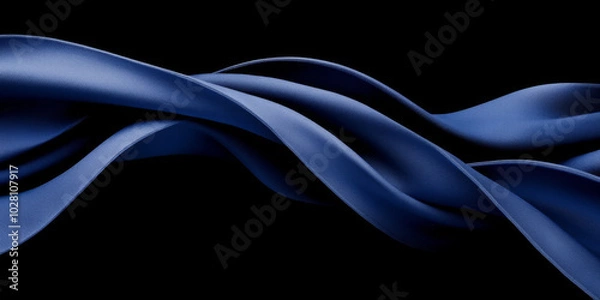 Fototapeta Abstract blue wave on black background.