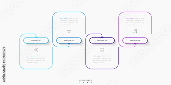 Fototapeta Vector Infographic label design template with icons and 4 options or steps. Can be used for process diagram, presentations, workflow layout, banner, flow chart, info graph.