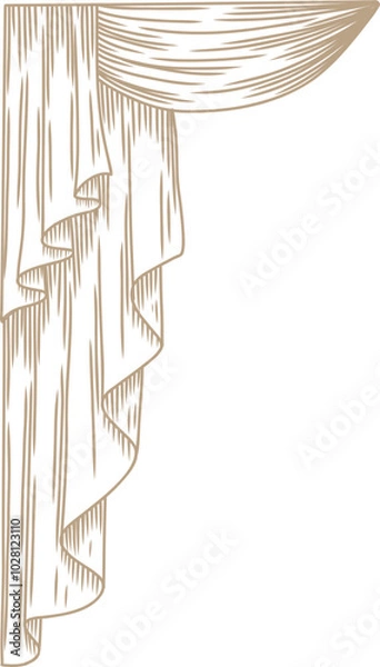 Fototapeta Hand Drawn Curtains Windows Sketch, Fabric Sketch Illustration.