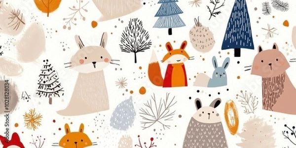 Fototapeta Playful Animated Characters in a Nature Scene