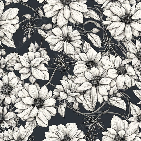 Fototapeta Seamless floral pattern background design