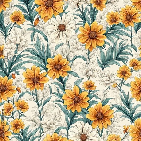 Fototapeta Seamless floral pattern background design