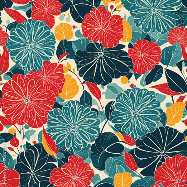 Fototapeta Seamless floral pattern background design