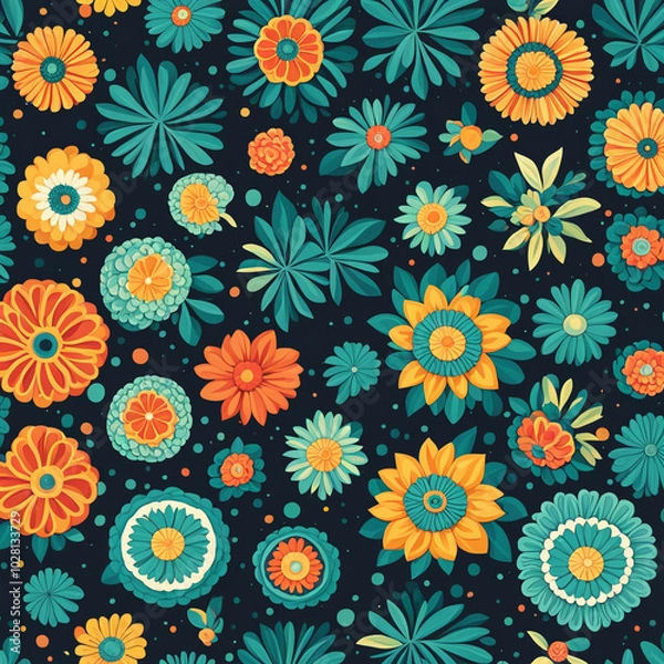 Fototapeta Seamless floral pattern background design
