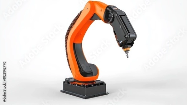 Obraz Robotic arms for precision machining, featuring highly accurate robotic arms designed for detailed tasks like machining, assembly, and electronics manufacturing, offering precision and consistency.