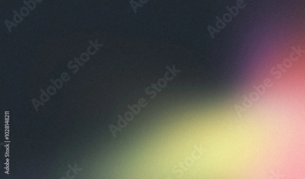 Fototapeta Dark grainy texture background, abstract orange yellow green color gradient, glowing banner poster header cover backdrop design