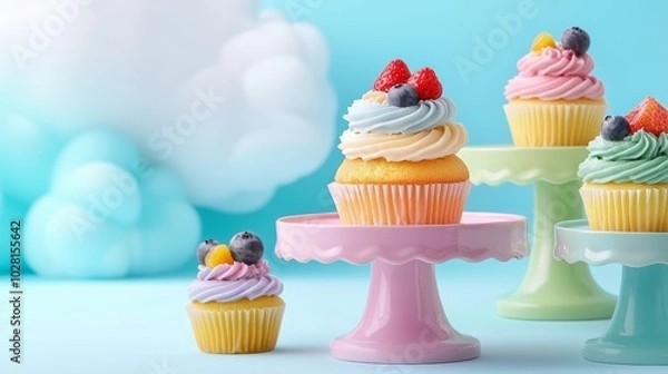 Obraz Playful Colorful Cakes on Display