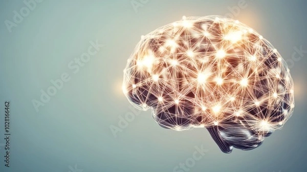 Fototapeta Close-up of human brain with intricate neural pathways, symbolizing cognitive biases and complex thought processes, ideal for educational or scientific presentations.