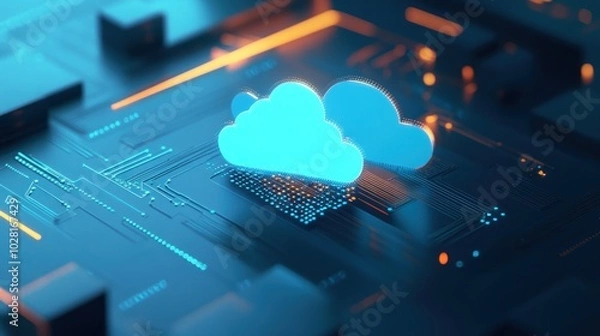 Fototapeta Cloud Computing Symbol on Circuit Board