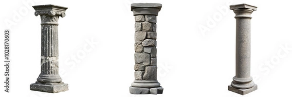 Obraz A stone column  isolated on transparent background 