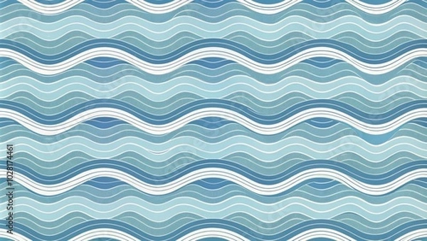 Fototapeta Soft blue irregular stripes create a calming waves pattern, perfect for nautical nursery decor. Ideal for adding a gentle, abstract touch to any child’s room.